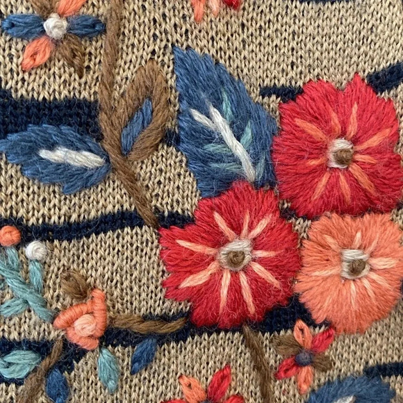 Wool Blend Alfred Dunner Floral Embroidered Zip Up Sweater Vest Cottagecore - Picture 3 of 14